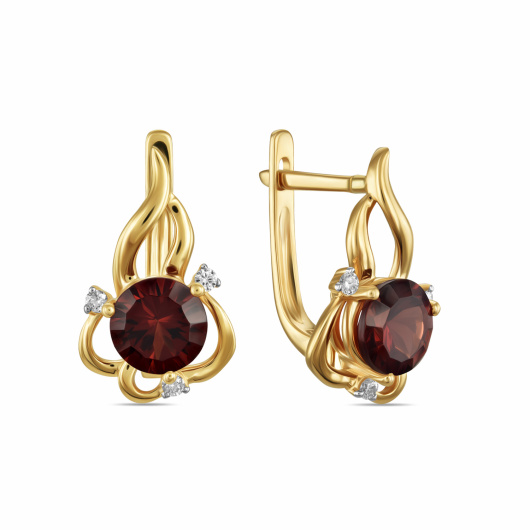 Серьги с гранатами и бриллиантами