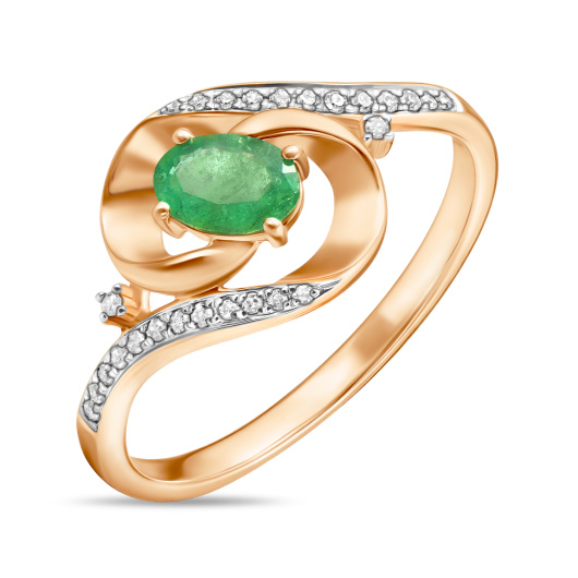 Кольцо с бриллиантами и изумрудом