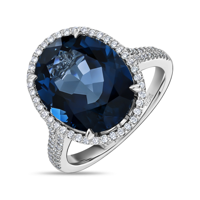 Кольцо с бриллиантами и лондон топазом - фото 1