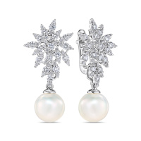 Серьги с бриллиантом и жемчугом - фото 1 Серьги с бриллиантом и жемчугом - фото 1