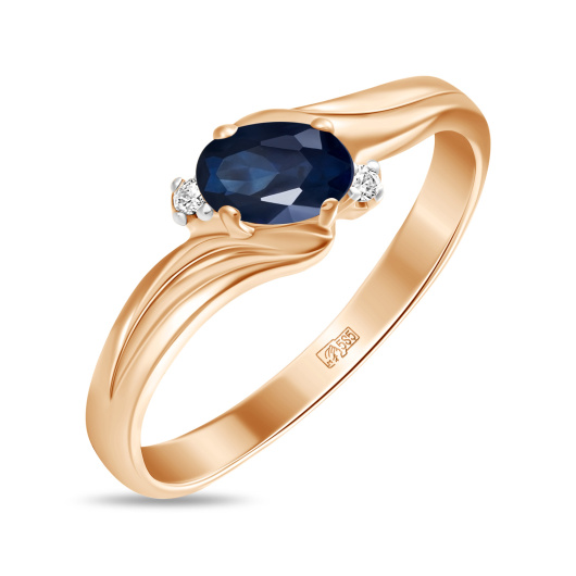 Кольцо с сапфиром и фианитом