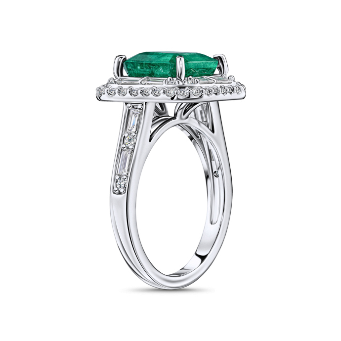 Кольцо с бриллиантами и изумрудом - фото 2