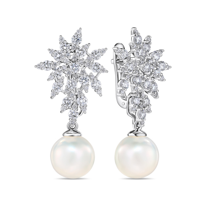 Серьги с бриллиантом и жемчугом - фото 1 Серьги с бриллиантом и жемчугом - фото 1