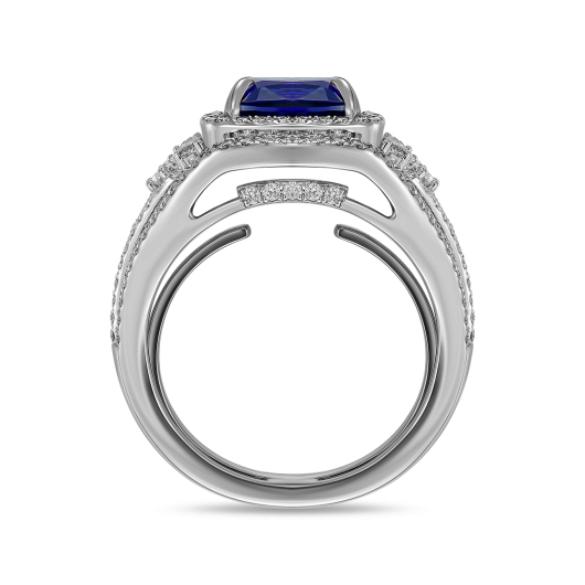 Кольцо с бриллиантами и танзанитом