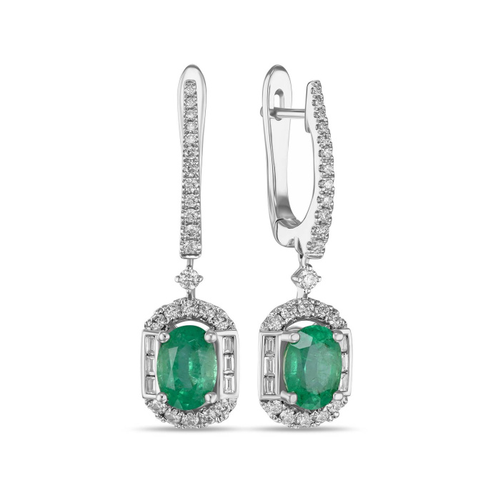 Серьги с бриллиантами и изумрудами - фото 1 Серьги с бриллиантами и изумрудами - фото 1