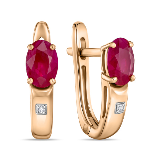 Серьги с бриллиантами и рубинами