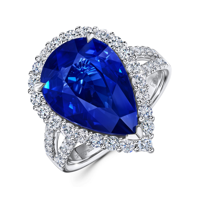 Кольцо с бриллиантами и сапфиром - фото 1