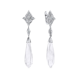Серьги с бриллиантами и горным хрусталем