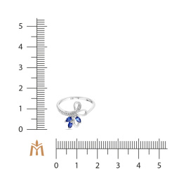 Кольцо с сапфирами и фианитом