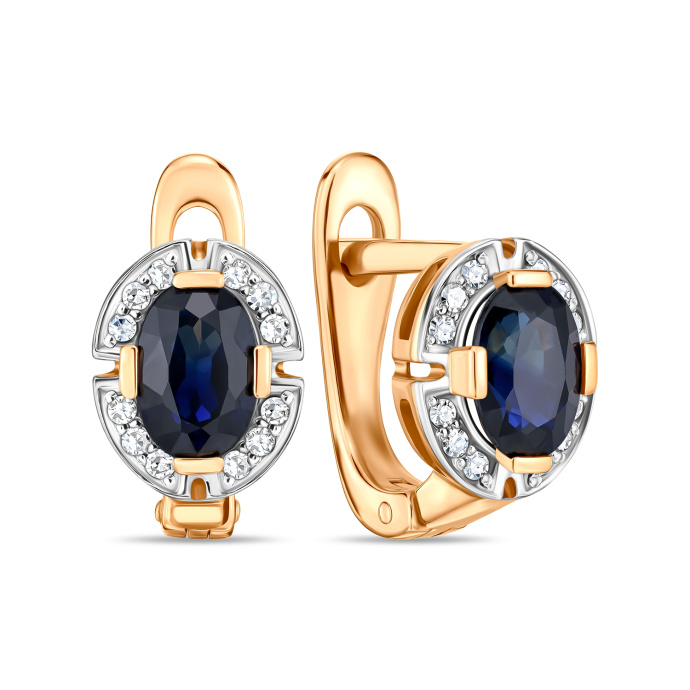 Серьги с бриллиантами и сапфирами - фото 1 Серьги с бриллиантами и сапфирами - фото 1