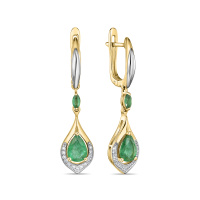 Серьги с изумрудами и бриллиантами - фото 1