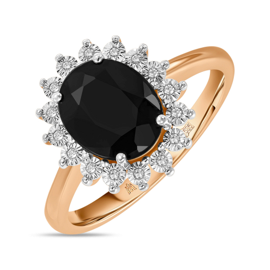 Кольцо с бриллиантами и цветными сапфирами