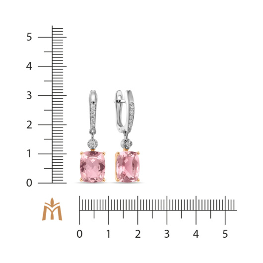 Серьги с бриллиантами и морганитами