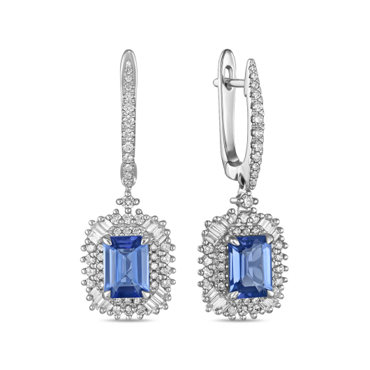 Серьги с бриллиантами и танзанитами