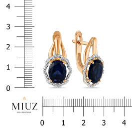 Серьги с сапфиром и фианитами