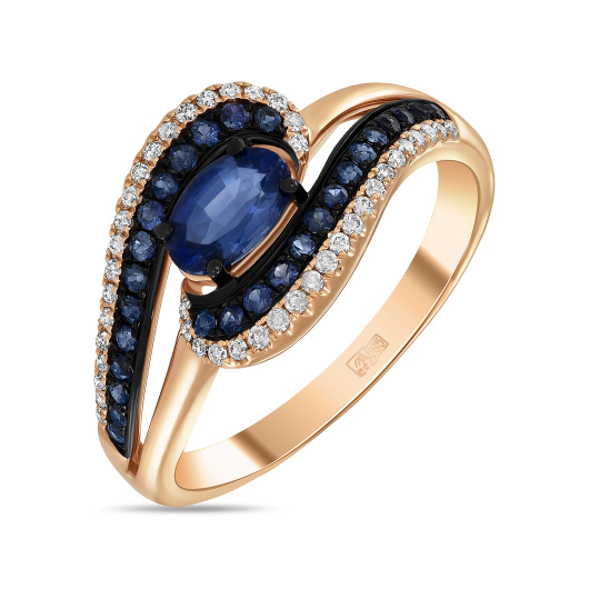 Кольцо с сапфирами и бриллиантами