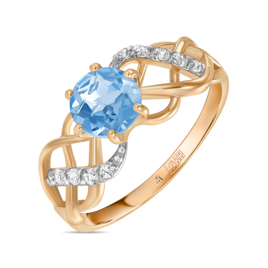 Кольцо с топазом и фианитом