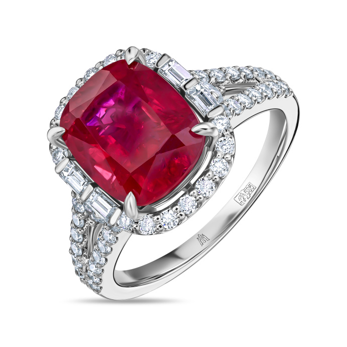 Кольцо с бриллиантом и рубином - фото 1