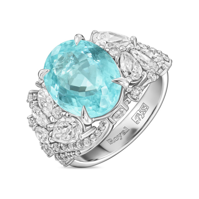 Кольцо с бриллиантами и турмалинами параиба - фото 5