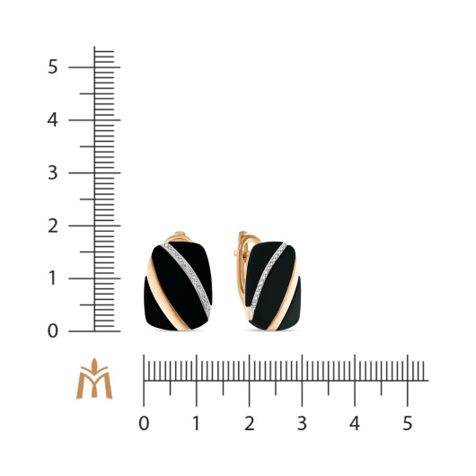 Серьги с бриллиантами и ониксом