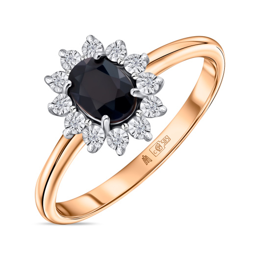 Кольцо с бриллиантами и цветными сапфирами