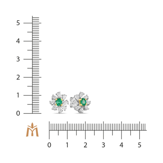 Серьги с бриллиантами и изумрудами