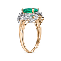 Кольцо с бриллиантами и нано изумрудом - фото 2