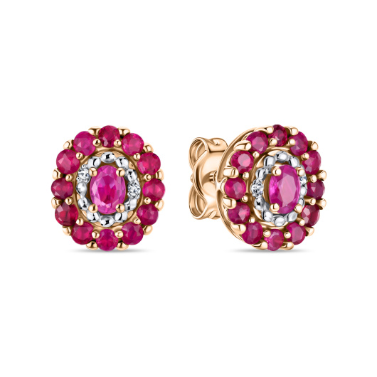 Серьги с бриллиантами и рубинами