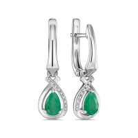 Серьги с бриллиантами и изумрудами - фото 1