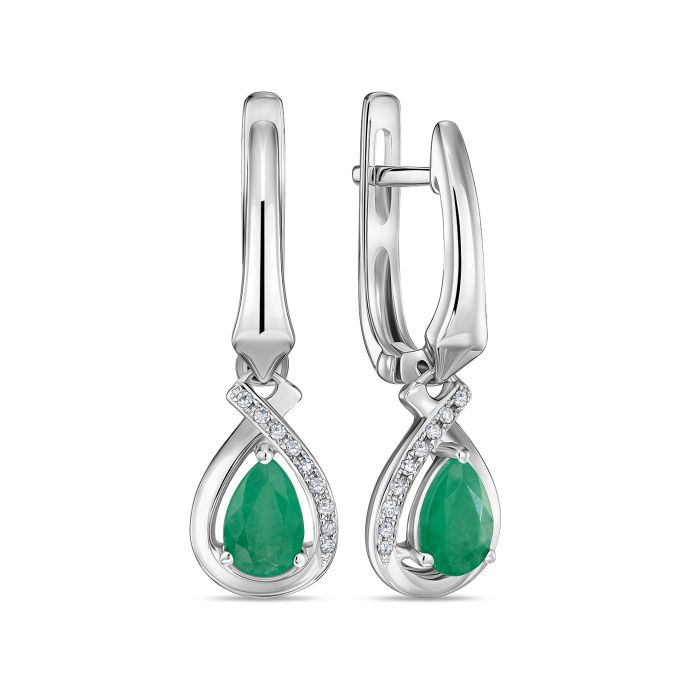 Серьги с бриллиантами и изумрудами - фото 1