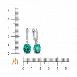 Серьги с выращенным бриллиантом и гидротермальным изумрудом