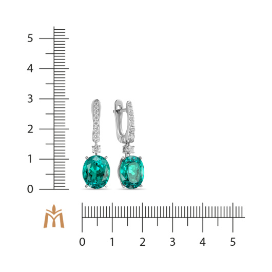 Серьги с бриллиантом и гидротермальным изумрудом