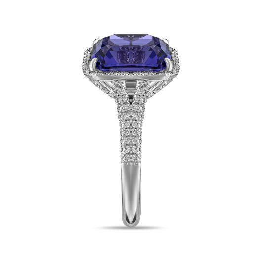 Кольцо с бриллиантами и танзанитом