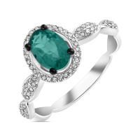 Кольцо с бриллиантами и изумрудом - фото 1