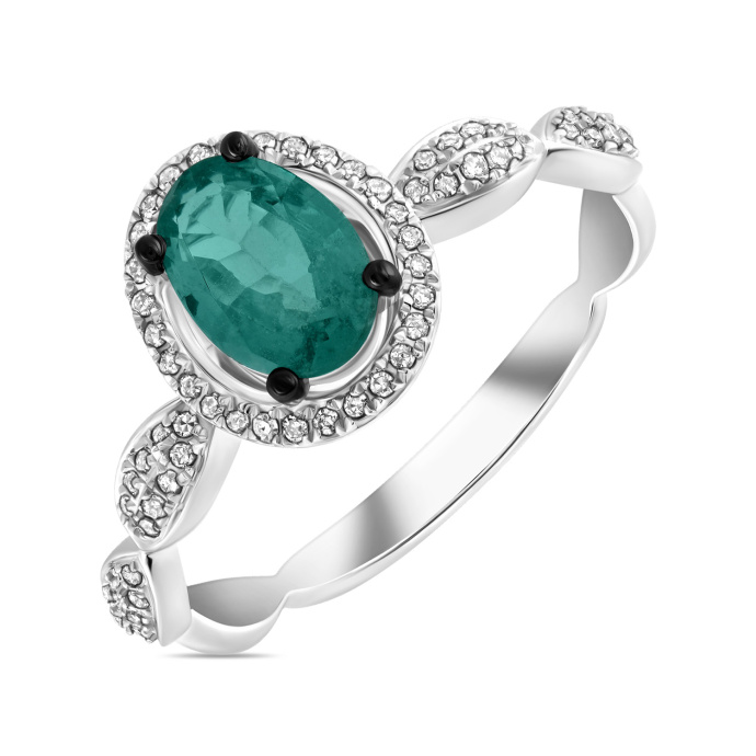 Кольцо с бриллиантами и изумрудом - фото 1