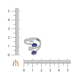 Кольцо с бриллиантами и сапфирами
