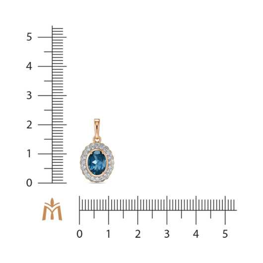 Подвеска с лондон топазом и фианитами