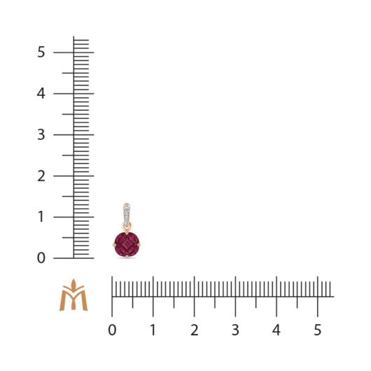 Подвеска с бриллиантом и рубинами