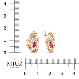 Серьги с рубином и бриллиантами