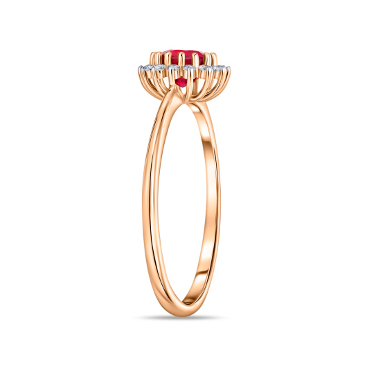 Кольцо с бриллиантами и облагороженным рубином