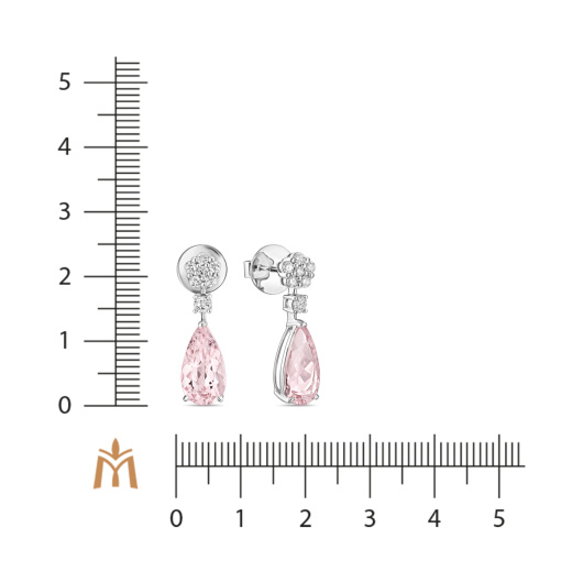 Серьги с бриллиантами и морганитами