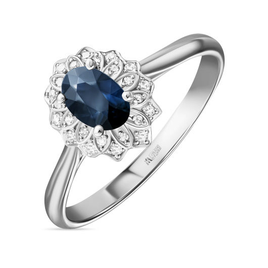 Кольцо с бриллиантами и сапфиром