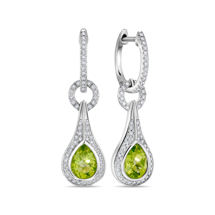 Серьги с бриллиантами и перидотами - фото 1