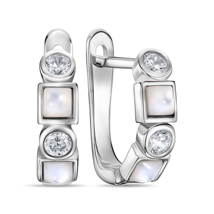 Серьги с перламутром и фианитами - фото 1 Серьги с перламутром и фианитами - фото 1