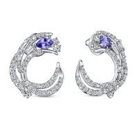 Серьги с бриллиантами и танзанитами - фото 1