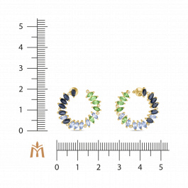 Серьги с бриллиантами, сапфирами, цветными сапфирами и цаворитами