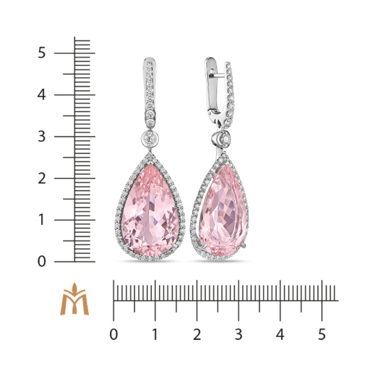 Серьги с бриллиантами и морганитами