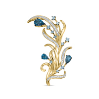 Брошь с топазами и бриллиантами - фото 1