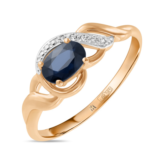 Кольцо с сапфиром и фианитом