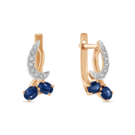 Серьги с бриллиантами и сапфирами